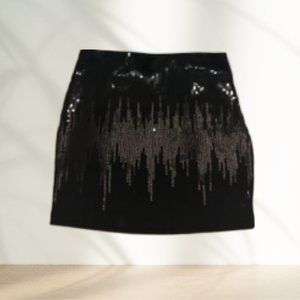 Black Sequin Mini Skirt